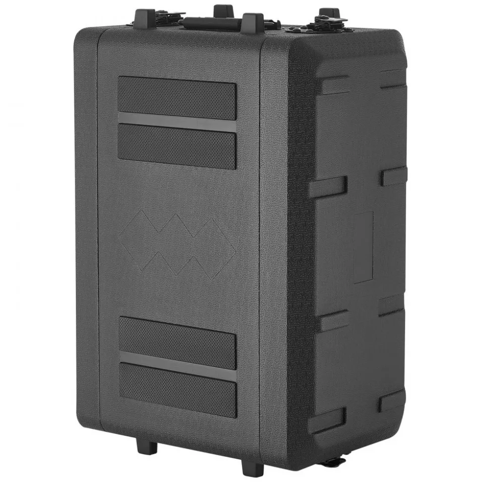 VEVOR 4U Rack Case, 12 in Depth, Rackmount Flight Case Shallow Rack with Microphone Compartment, Polyethylene Construction, Recessed Latches, Easy Installation, for Amplifier, 8.7 in Internal Depth