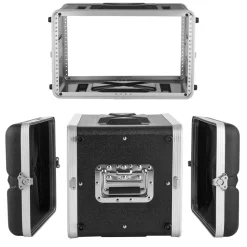 VEVOR 6U Rack Case, 14 in Depth, Server Rack Cabinet Shallow with ABS Construction, Recessed Twist Latches, Detachable Front & Back Cover, Easy Installation, for Amplifier, 11.4 in Internal Depth