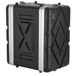 VEVOR 6U Rack Case, 14 in Depth, Server Rack Cabinet Shallow with ABS Construction, Recessed Twist Latches, Detachable Front & Back Cover, Easy Installation, for Amplifier, 11.4 in Internal Depth
