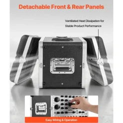 VEVOR 6U Rack Case, 14 in Depth, Server Rack Cabinet Shallow with ABS Construction, Recessed Twist Latches, Detachable Front & Back Cover, Easy Installation, for Amplifier, 11.4 in Internal Depth