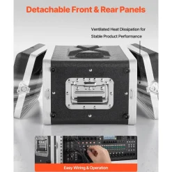 VEVOR 4U Rack Case, 14 in Depth, Server Rack Cabinet Shallow with ABS Construction, Recessed Twist Latches, Detachable Front & Back Cover, Easy Installation, for Amplifier, 11.4 in Internal Depth