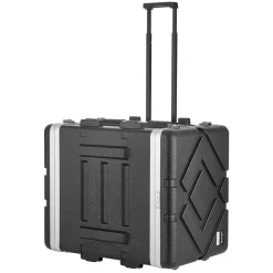 VEVOR 8U Rack Case, Standard 19 in Depth, Rolling Server Cabinet with Wheels, ABS Construction, Retractable Handle, Latches, for Amplifier (7U Rack Space + 1U Wheel Space), 18.4 in Internal Depth