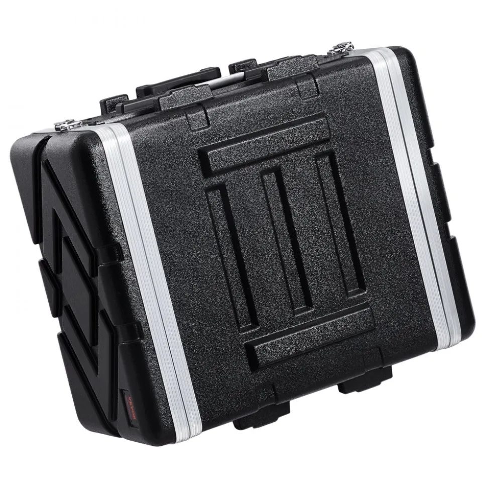 VEVOR 6U Rack Case, Standard 19 in Depth, Server Rack Cabinet with ABS Construction Wheels Heavy-Duty Twist Butterfly Latches, Detachable Front & Back Panels, for Amps, Mixers, Microphone Receivers