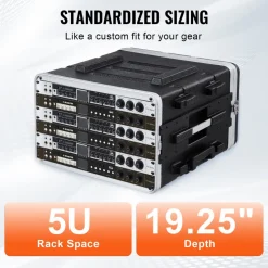 VEVOR 6U Rack Case, Standard 19 in Depth, Server Rack Cabinet with ABS Construction Wheels Heavy-Duty Twist Butterfly Latches, Detachable Front & Back Panels, for Amps, Mixers, Microphone Receivers