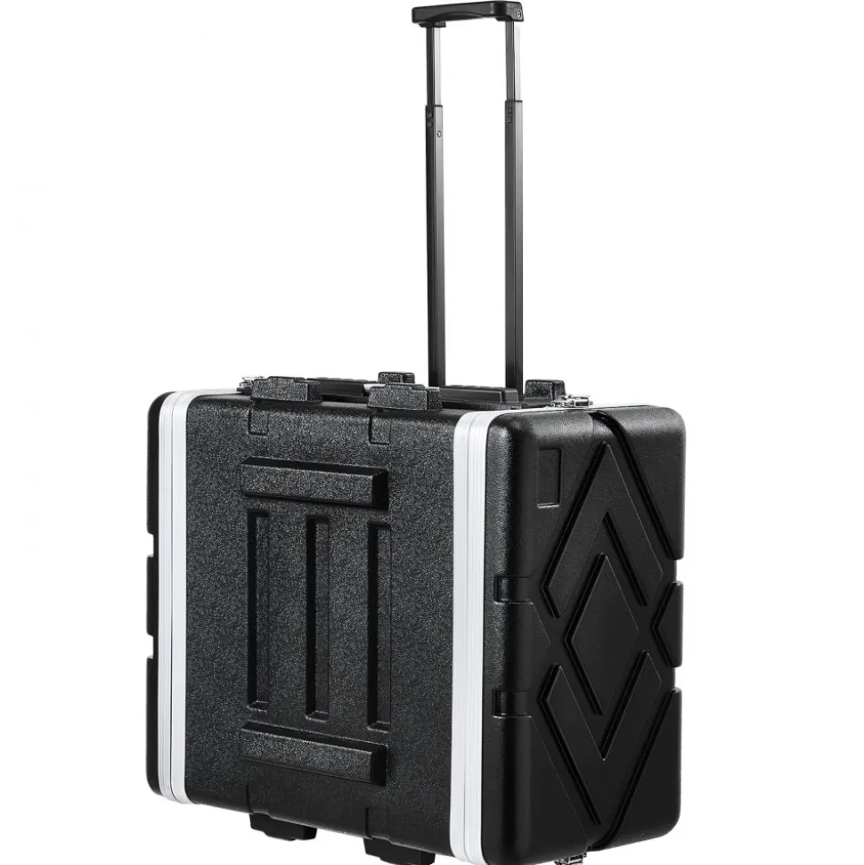 VEVOR 6U Rack Case, Standard 19 in Depth, Server Rack Cabinet with ABS Construction Wheels Heavy-Duty Twist Butterfly Latches, Detachable Front & Back Panels, for Amps, Mixers, Microphone Receivers