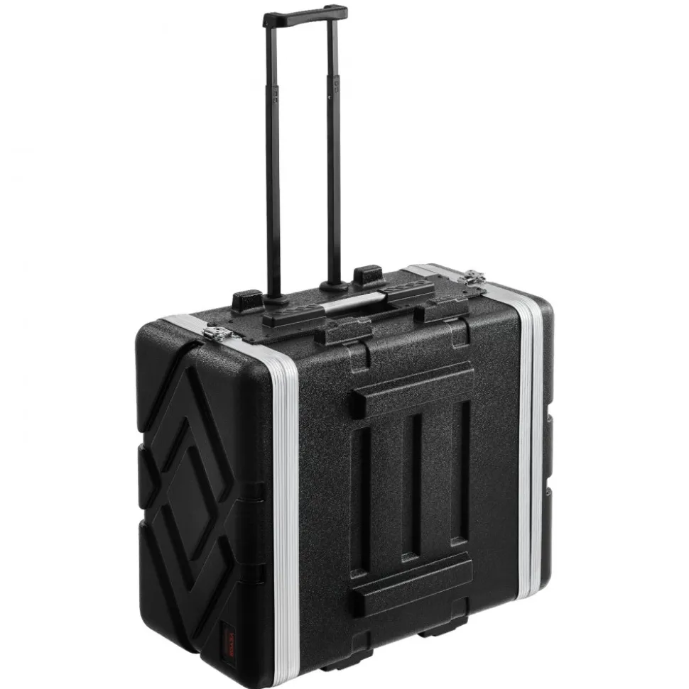 VEVOR 6U Rack Case, Standard 19 in Depth, Server Rack Cabinet with ABS Construction Wheels Heavy-Duty Twist Butterfly Latches, Detachable Front & Back Panels, for Amps, Mixers, Microphone Receivers