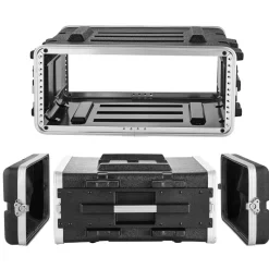 VEVOR 4U Rack Case, Standard 19 in Depth, Server Rack Cabinet with ABS Construction, Recessed Twist Latches, Detachable Front & Back Cover, Easy Installation, for Amplifiers, 18.4 in Internal Depth