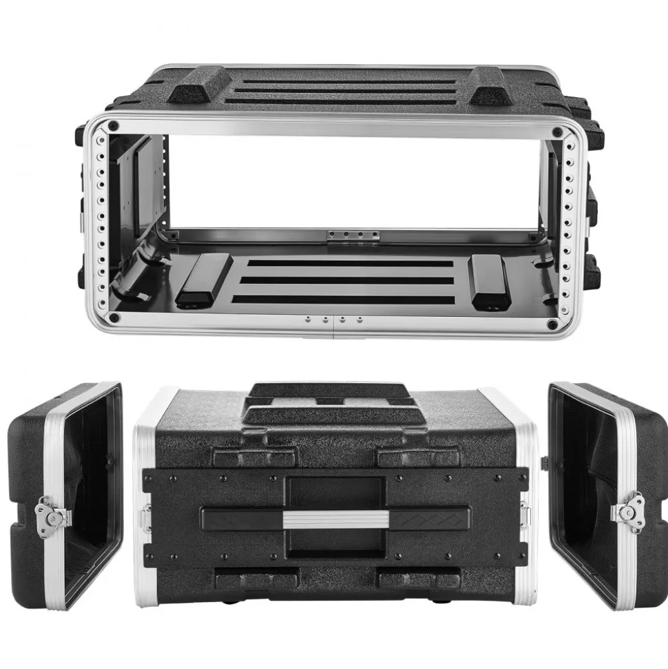 VEVOR 4U Rack Case, Standard 19 in Depth, Server Rack Cabinet with ABS Construction, Recessed Twist Latches, Detachable Front & Back Cover, Easy Installation, for Amplifiers, 18.4 in Internal Depth
