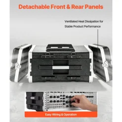 VEVOR 4U Rack Case, Standard 19 in Depth, Server Rack Cabinet with ABS Construction, Recessed Twist Latches, Detachable Front & Back Cover, Easy Installation, for Amplifiers, 18.4 in Internal Depth