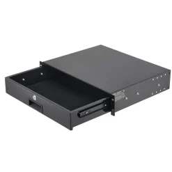 VEVOR 2U Rack Mount Drawer, 50 lbs Max Load-Bearing, Lockable Server Cabinet Case, Sliding Drawer with Lock and Cable Management Holes, for 19 in Network Equipment Server AV Rack or Cabinet Enclosure