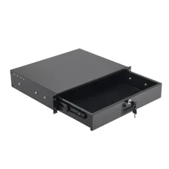 VEVOR 2U Rack Mount Drawer, 50 lbs Max Load-Bearing, Lockable Server Cabinet Case, Sliding Drawer with Lock and Cable Management Holes, for 19 in Network Equipment Server AV Rack or Cabinet Enclosure