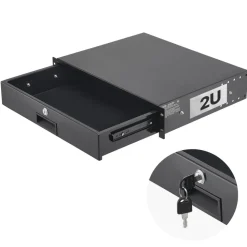 VEVOR 2U Rack Mount Drawer, 50 lbs Max Load-Bearing, Lockable Server Cabinet Case, Sliding Drawer with Lock and Cable Management Holes, for 19 in Network Equipment Server AV Rack or Cabinet Enclosure