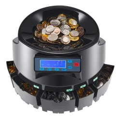VEVOR USD Coin Counter & Coin Sorters with LCD Display, Coin Sorter Machine for USD Coin 1¢ 5¢ 10¢ 25¢ $1, Sorts up to 300 Coins/min, Change Counter Holds 2000 Coins Included 5 Coin Bins & 5 Tubes