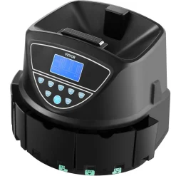 VEVOR USD Coin Sorter, Coin Counter Machine for 5 Kinds of USD Coins, Coin Sorter and Wrapper Machine Holds up to 2000 Coins, Screen Display Coin Storage Included 5 Coin Tubes and Boxes