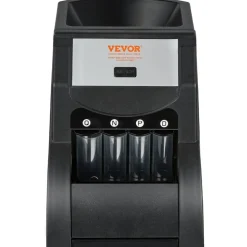 VEVOR USD Coin Sorter, Coin Sorter Machine for USD Coin 1ï¿ 5ï¿ 10ï¿ 25ï¿ , Sorts up to 230 Coins/min, Coin Sorter and Wrapper Machine Holds 200 Coins Included 4 Coin Tubes, Black
