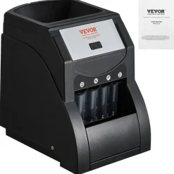 VEVOR USD Coin Sorter, Coin Sorter Machine for USD Coin 1¢ 5¢ 10¢ 25¢, Sorts up to 230 Coins/min, Coin Sorter and Wrapper Machine Holds 200 Coins Included 4 Coin Tubes, Black