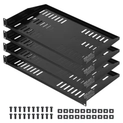 VEVOR 1U Server Rack Shelf, 4 PCS, 50 lbs Max Load-Bearing Vented Cantilever, Wall Mount or Rack Mount Shelf with Tray, 10 in Depth, Good Air Circulation for 19 Inch Cabinet Computer Network Equipment