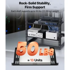 VEVOR 1U Server Rack Shelf, 4 PCS, 50 lbs Max Load-Bearing Vented Cantilever, Wall Mount or Rack Mount Shelf with Tray, 10 in Depth, Good Air Circulation for 19 Inch Cabinet Computer Network Equipment