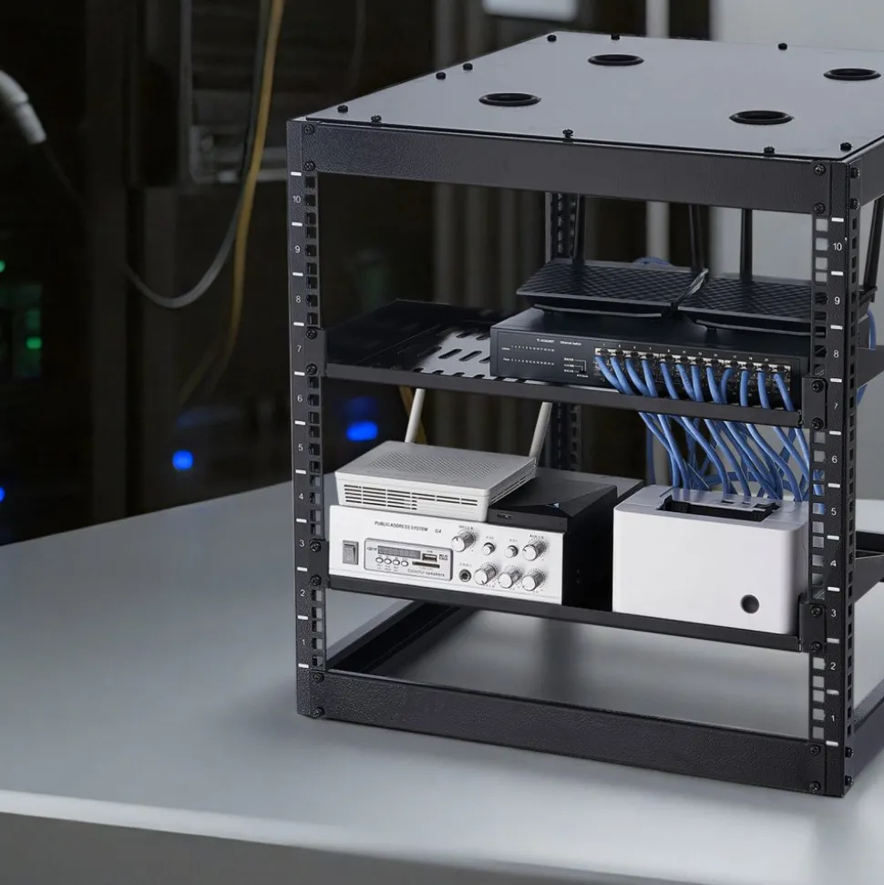 VEVOR 1U Server Rack Shelf, 4 PCS, 50 lbs Max Load-Bearing Vented Cantilever, Wall Mount or Rack Mount Shelf with Tray, 10 in Depth, Good Air Circulation for 19 Inch Cabinet Computer Network Equipment