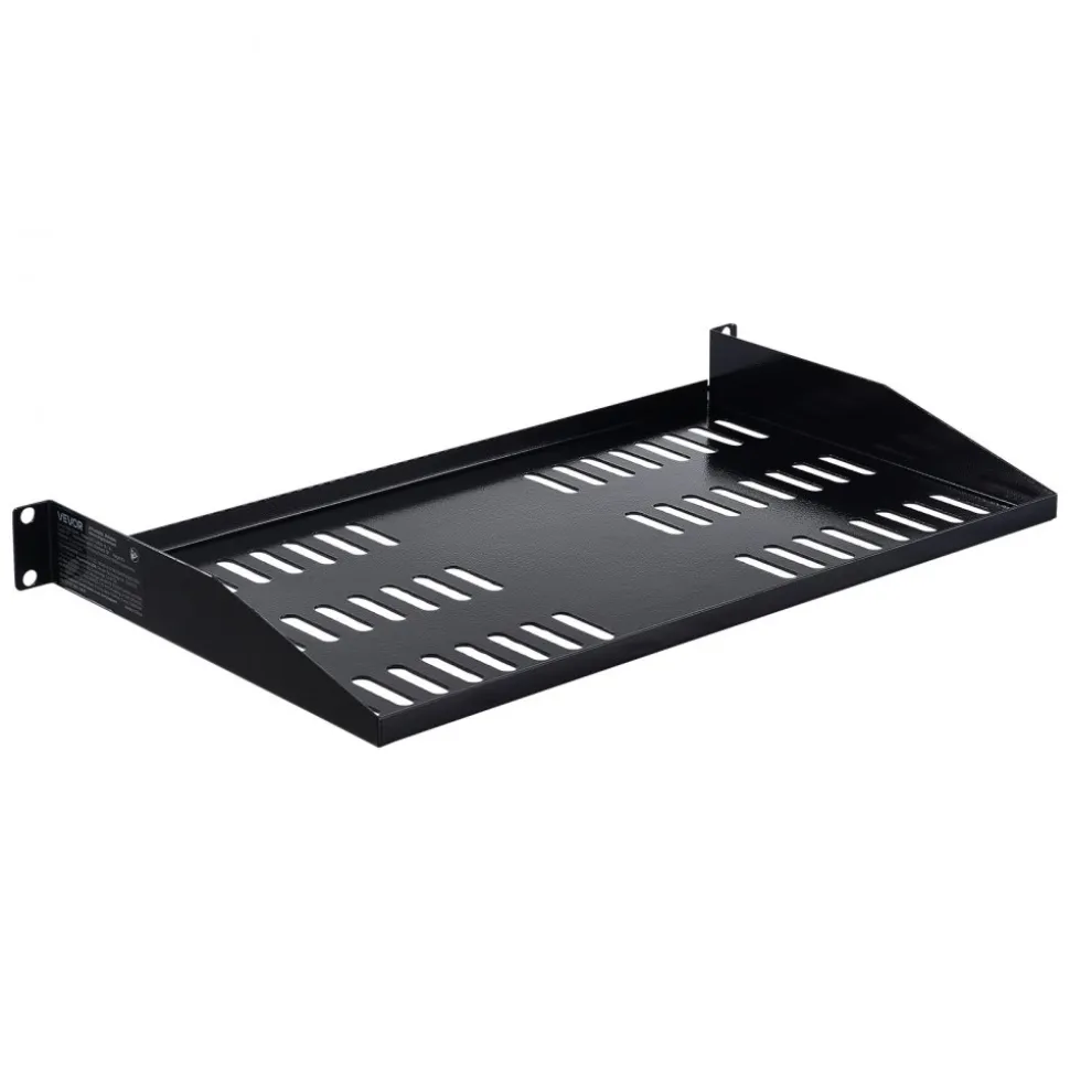 VEVOR 1U Server Rack Shelf, 4 PCS, 50 lbs Max Load-Bearing Vented Cantilever, Wall Mount or Rack Mount Shelf with Tray, 10 in Depth, Good Air Circulation for 19 Inch Cabinet Computer Network Equipment