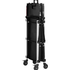 VEVOR Utility Cart, 300 lbs Capacity, 3 Tier Folding Service Cart with 360° Swivel Wheels (2 with Brakes), Heavy Duty Rolling with Trays & Side Tool Holder, Tool Storage for Garage Warehouse Workshop