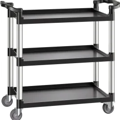 VEVOR Utility Cart, 500 lbs Load Capacity, 3-tier Utility Plastic Cart with 360° Swivel Wheels (2 with Brakes), 31.1 x 19.3-inch Food Service Cart for Warehouse, Office, Home, Restaurant, Kitchen