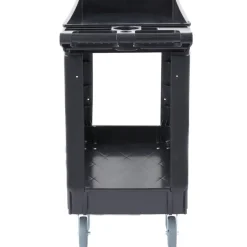 VEVOR Utility Service Cart, 2 Shelf 550LBS Heavy Duty Plastic Rolling Utility Cart with 360° Swivel Wheels, Medium Lipped Shelf, Ergonomic Storage Handle for Warehouse/Garage/Cleaning/Office