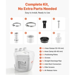 VEVOR Utility Sink Pump, 1 HP, 2200 GPH Under Sink Pump with 3 Water Inlets 1 Outlet, 36 ft Max Lift, Cast Aluminum Body, with Overload Protection, for Sink Shower Wash Bin Urinal Kitchen Basement
