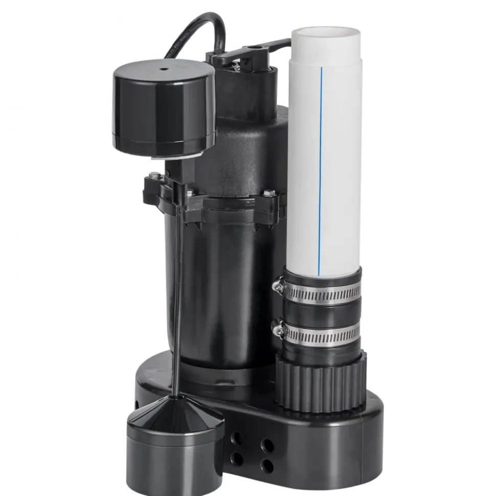 VEVOR Utility Sink Pump, 1/3 HP, 120-Volt, 1750 GPH Flow, 18 ft Head, Under-Sink Sump Pump System with Copper Wire Motor, Heavy-Duty Utility/Laundry Sink Pump, Drain Pump with 1-1/2" Outlet, White
