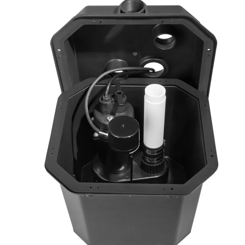 VEVOR Utility Sink Pump, 1/3 HP, 120-Volt, 2900 GPH Flow, 25 ft Head, Under-Sink Sump Pump System with 6 Gallon Basin, Automatic Utility/Laundry Sink Pump, Drain Pump with 1-1/2" NPT Outlet, Black