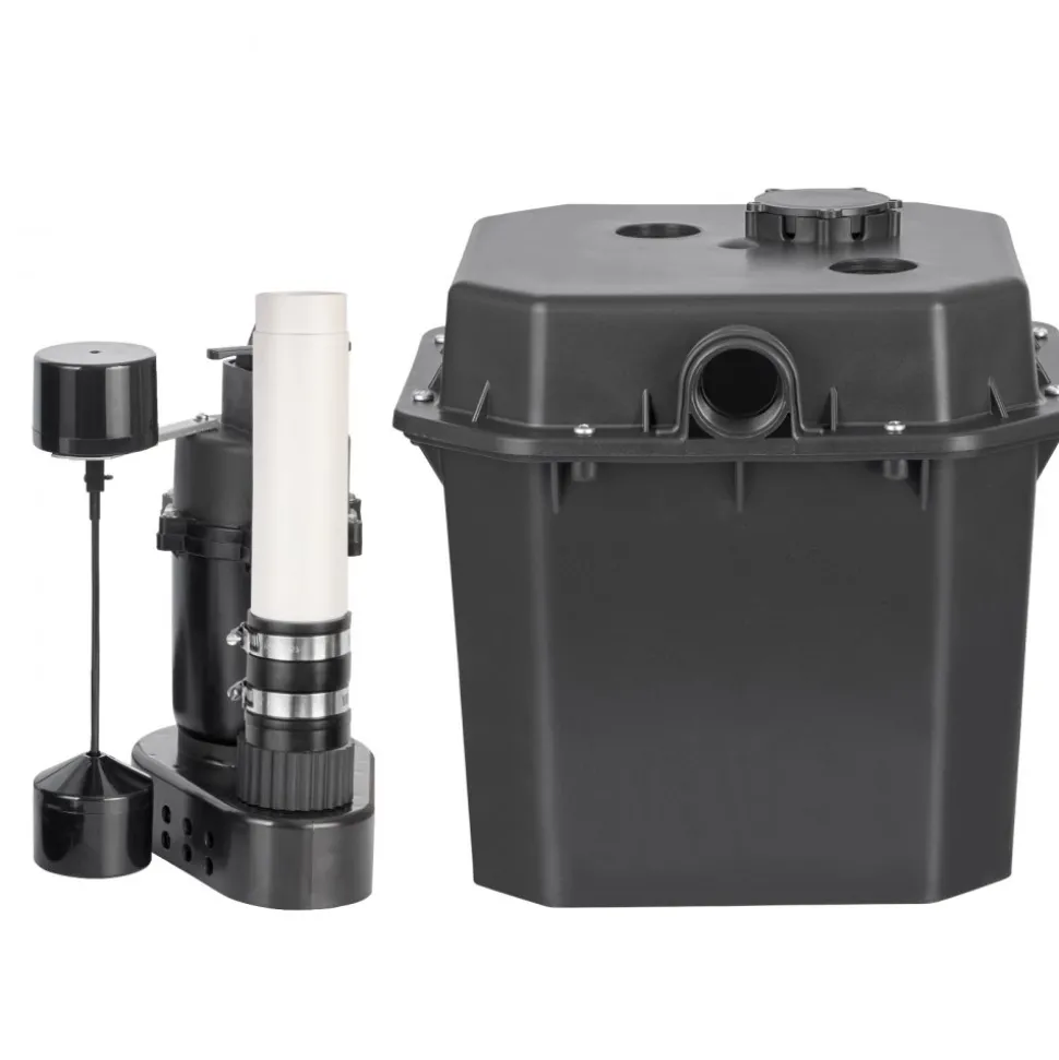 VEVOR Utility Sink Pump, 1/3 HP, 120-Volt, 2900 GPH Flow, 25 ft Head, Under-Sink Sump Pump System with 6 Gallon Basin, Automatic Utility/Laundry Sink Pump, Drain Pump with 1-1/2" NPT Outlet, Black