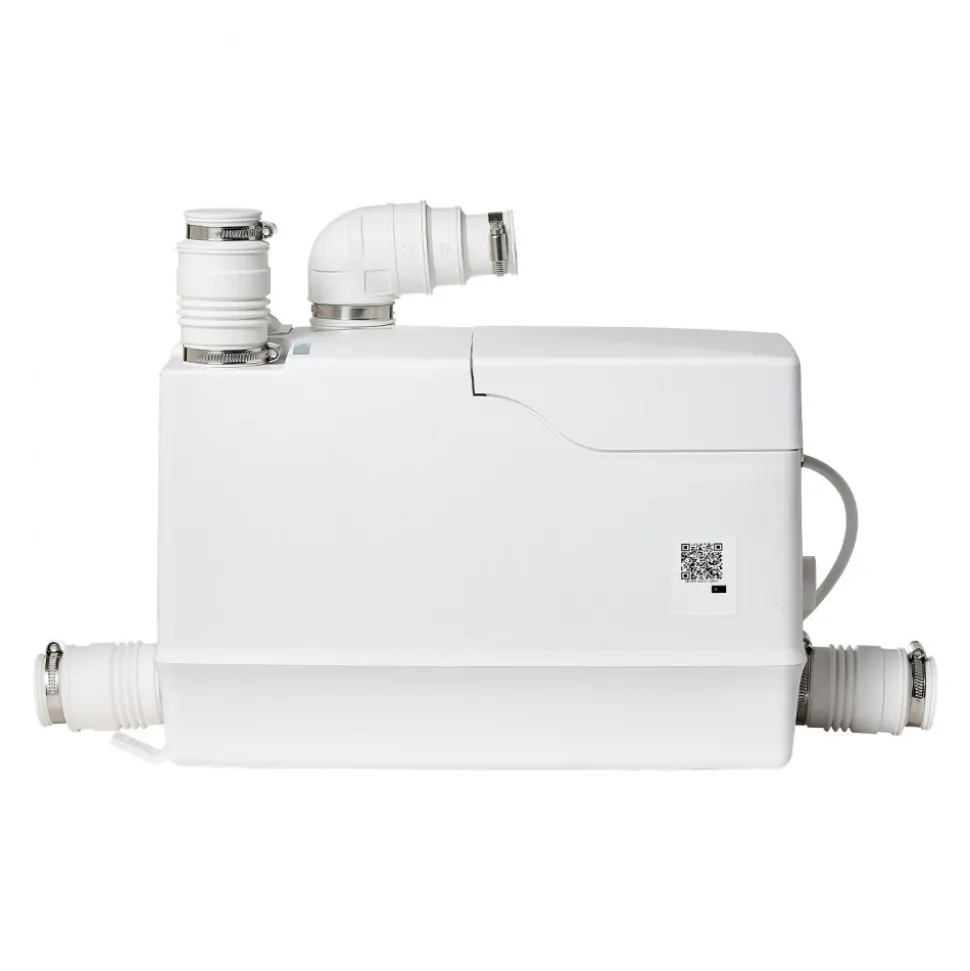 VEVOR Utility Sink Pump 800W 12000L/h Flow 32.8 ft/10 m Head Macerator Pump, Waste Water Disposal Macerating Machine with 3 Inlets, for Basement, Kitchen, Sink, Shower, Bathtub, Laundry Gray Water