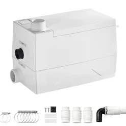 VEVOR Utility Sink Pump 350W 7200L/h Flow 26.2 ft / 8 m Head Drain Pump, Waste Water Disposal Machine with 3 Inlets, Portable & Powerful Performance, for Basement, Kitchen, Sink, Shower, Gray Water