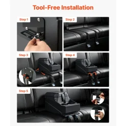 VEVOR UTV Center Console Bench Seat Box Lockable Armrest Storage Box, HDPE Central Console Tools Organizer with Cups and Phone Holder - Compatible with Polaris Ranger & 2017-2026 Can-Am Defender