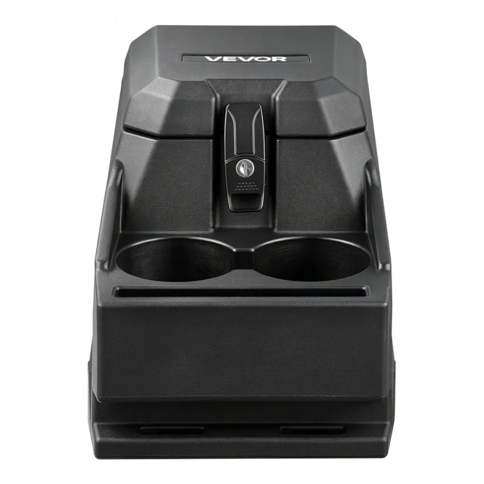 VEVOR UTV Center Console Bench Seat Box Lockable Armrest Storage Box, HDPE Central Console Tools Organizer with Cups and Phone Holder - Compatible with Polaris Ranger & 2017-2026 Can-Am Defender