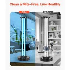 VEVOR UV Light, 110W Ultraviolet Lamp with Ozone Purifier, UVC Lamp with 30/60/120 Minutes 3-Gear Timer and Remote Control, for Room up to 600 sqft, UVO Lights for Living Room, Bedroom, Hotel, School