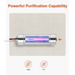 VEVOR UV Water Purifier, 8W 1GPM, 110V Versatile Ultraviolet Water Purifier Filter with Stainless Steel Housing, Whole House UV Water Filter with Quartz Sleeve Fit for Shower/Drinking/Cleaning