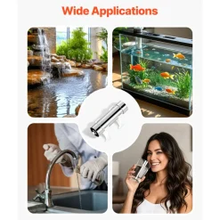 VEVOR UV Water Purifier, 8W 1GPM, 110V Versatile Ultraviolet Water Purifier Filter with Stainless Steel Housing, Whole House UV Water Filter with Quartz Sleeve Fit for Shower/Drinking/Cleaning