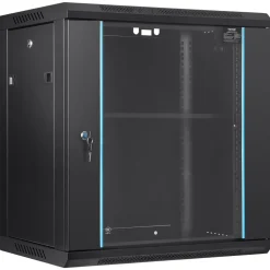 VEVOR 12U Wall-Mounted Server Network Cabinet, 15.5'' Depth, Secure Rack Enclosure, Supports up to 200 lbs, Lockable Glass Door & Sides, Ideal for IT & A/V Gear
