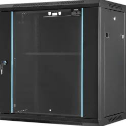 VEVOR 12U Wall-Mounted Server Network Cabinet, 15.5'' Depth, Secure Rack Enclosure, Supports up to 200 lbs, Lockable Glass Door & Sides, Ideal for IT & A/V Gear