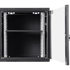 VEVOR 12U Wall-Mounted Server Network Cabinet, 15.5'' Depth, Secure Rack Enclosure, Supports up to 200 lbs, Lockable Glass Door & Sides, Ideal for IT & A/V Gear