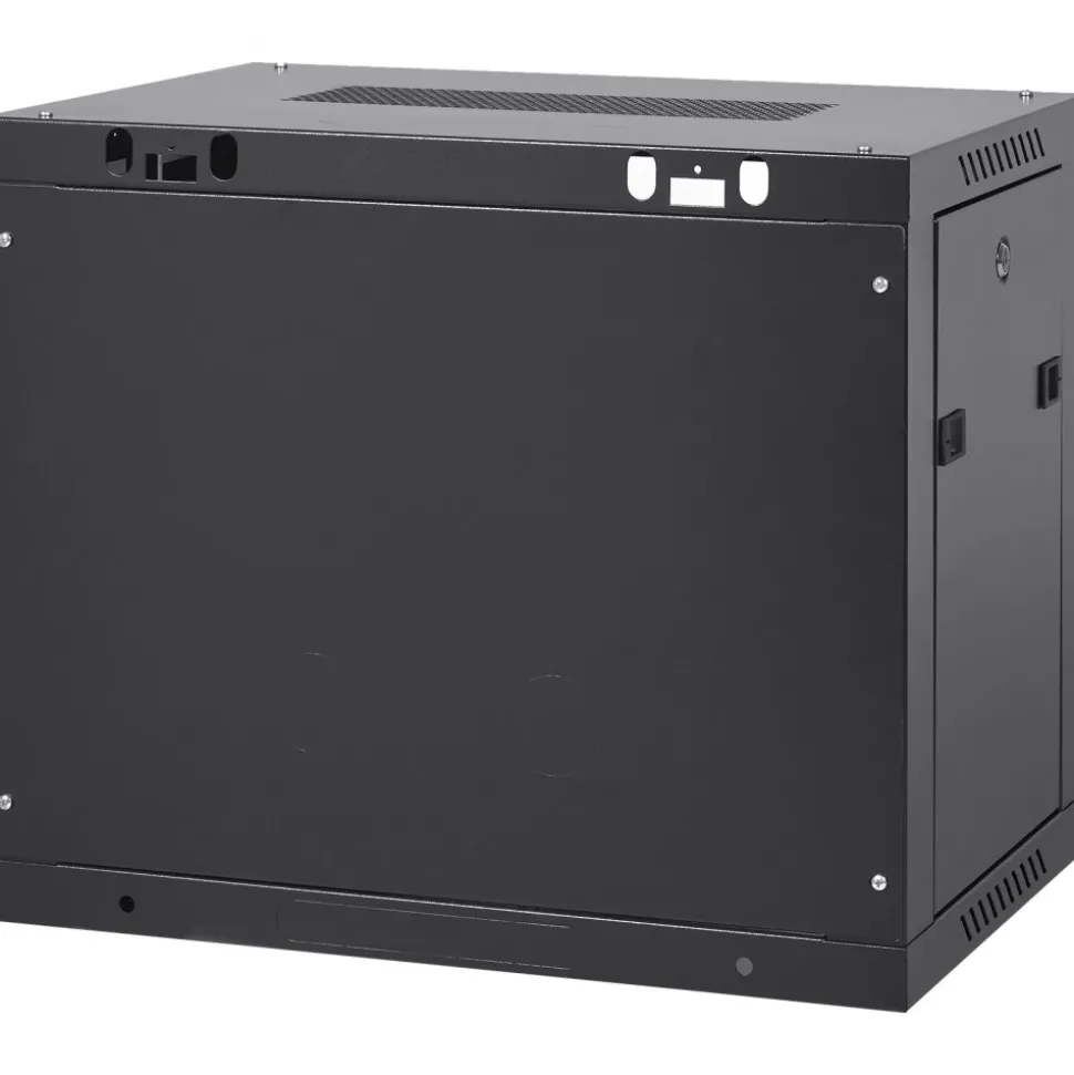 VEVOR 9U Wall-Mounted Server Network Cabinet, 15.5'' Depth, Secure Rack Enclosure, Supports up to 200 lbs, Features Lockable Glass Door and Side Panels, Ideal for IT and A/V Gear