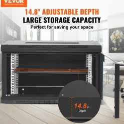 VEVOR 6U Wall Mount Network Server Cabinet, 15.5'' Deep, Server Rack Cabinet Enclosure, 200 lbs Max. Ground-mounted Load Capacity, with Locking Glass Door Side Panels, for IT Equipment, A/V Devices