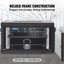 VEVOR 6U Wall Mount Network Server Cabinet, 15.5'' Deep, Server Rack Cabinet Enclosure, 200 lbs Max. Ground-mounted Load Capacity, with Locking Glass Door Side Panels, for IT Equipment, A/V Devices