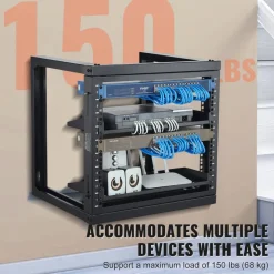 VEVOR 9U Wall Mount Rack, 150 lbs/68.04 kg Max Load Capacity, Open Frame Server Network Rack with Cage Nuts Screws, Carbon Steel 20.9 x 17.7 x 20.5