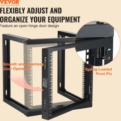 VEVOR 9U Wall Mount Rack, 150 lbs/68.04 kg Max Load Capacity, Open Frame Server Network Rack with Cage Nuts Screws, Carbon Steel 20.9 x 17.7 x 20.5