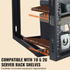 VEVOR 9U Wall Mount Rack, 150 lbs/68.04 kg Max Load Capacity, Open Frame Server Network Rack with Cage Nuts Screws, Carbon Steel 20.9 x 17.7 x 20.5