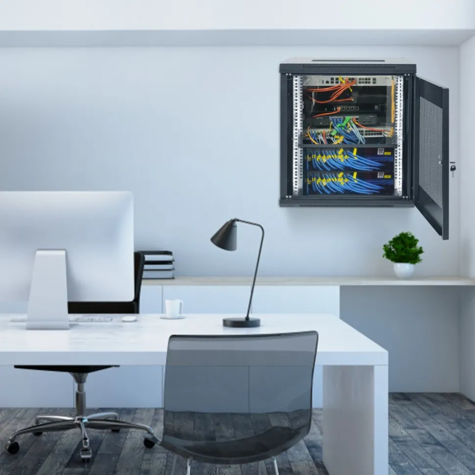 VEVOR 12U Wall Mount Server Cabinet, 15.5'' Depth, Network Rack Enclosure, Supports up to 200 lbs, Secure Locking System, Ideal for IT Hardware, Audio/Video Components