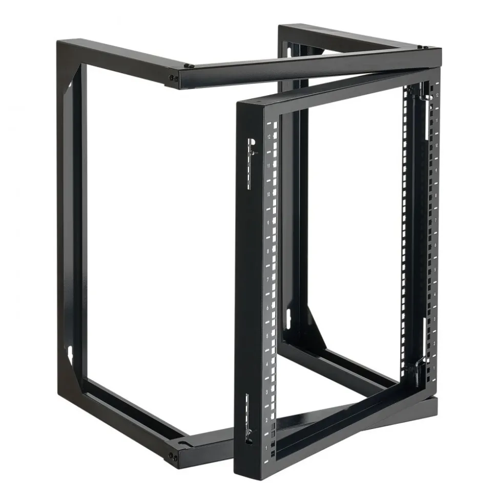 VEVOR 12U Wall Mount Server Rack, 150 lbs Max Load Capacity, Open Frame Network Rack with 180 Degrees Gate Swing, Carbon Steel, for 19-Inch IT Network Equipment & AV Devices Computer Server, Black