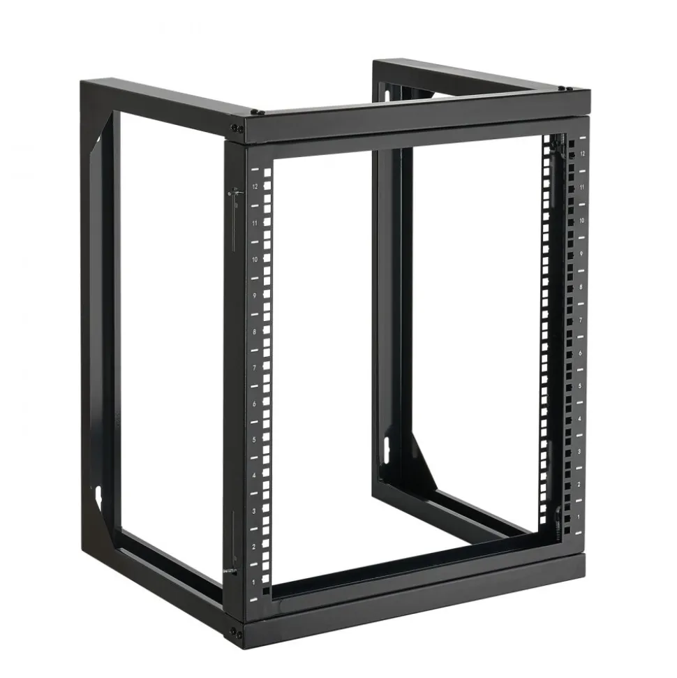 VEVOR 12U Wall Mount Server Rack, 150 lbs Max Load Capacity, Open Frame Network Rack with 180 Degrees Gate Swing, Carbon Steel, for 19-Inch IT Network Equipment & AV Devices Computer Server, Black